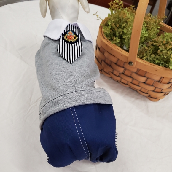 Dog Jumpsuit outfit w/ collar and tie Sz XL - Picture 2 of 6